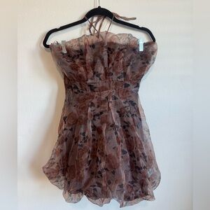 Storia Brown Floral Mini Dress